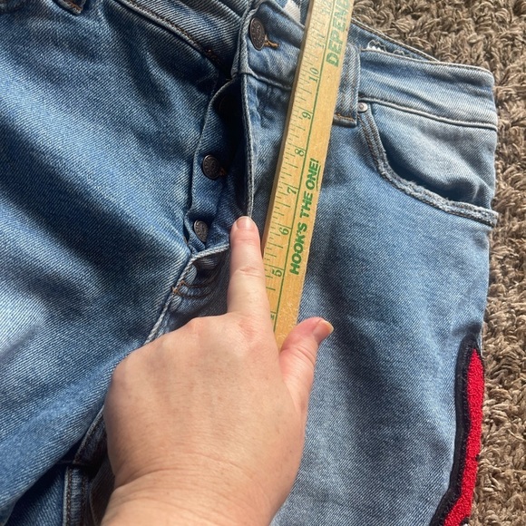 Ice cream Bill Breaker medium wash blue button fly patches distress jeans - Picture 9 of 15